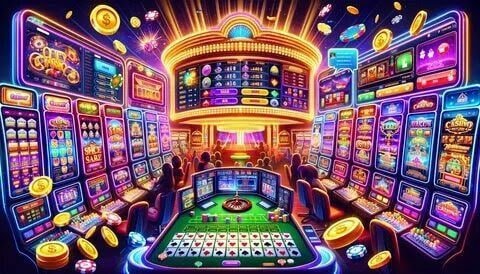 Ilustrasi pusat olahraga dan kasino virtual